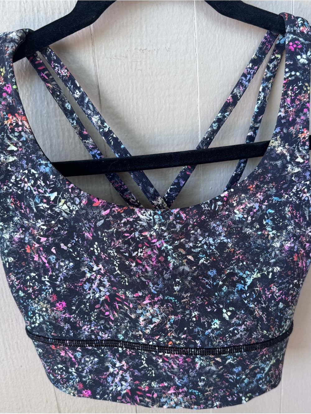 Lululemon Energy Long‎ Line Bra Size 6 Floral Multi Strappy Back Sports Bra - Picture 3 of 8